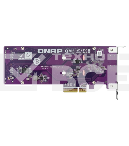 Плата расширения QNAP QM2-2P-344A 2 x M.2 22110 or 2280 PCIe (Gen3 x4) NVMe SSD slots, Low-profile flat and Full-height brackets included.