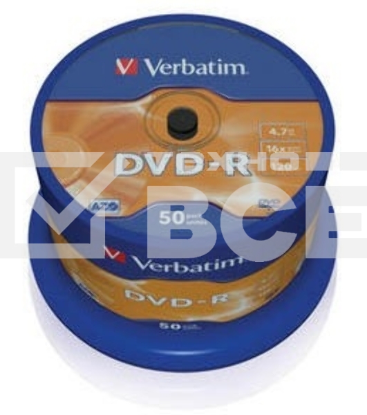 Диск DVD-R Verbatim 4.7Gb 16x Cake Box (50шт) (43548)
