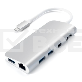 USB адаптер Satechi Aluminum Type-C Multimedia Adapter. Цвет серебряный