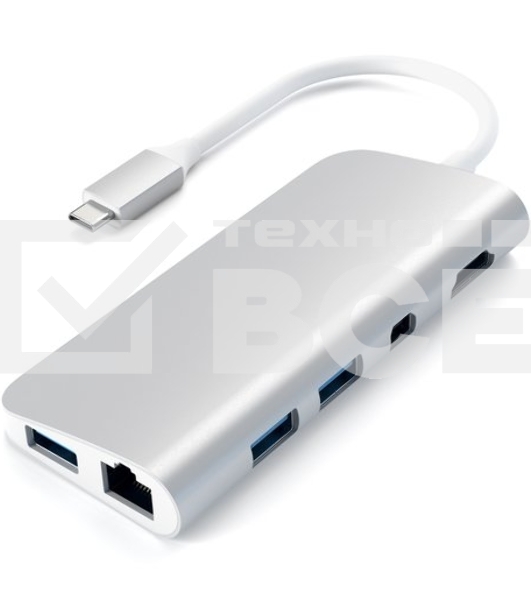 USB адаптер Satechi Aluminum Type-C Multimedia Adapter. Цвет серебряный