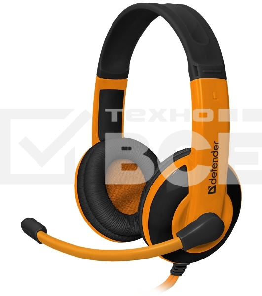 Наушники Defender Warhead G-120 черный/оранжевый кабель 2 м