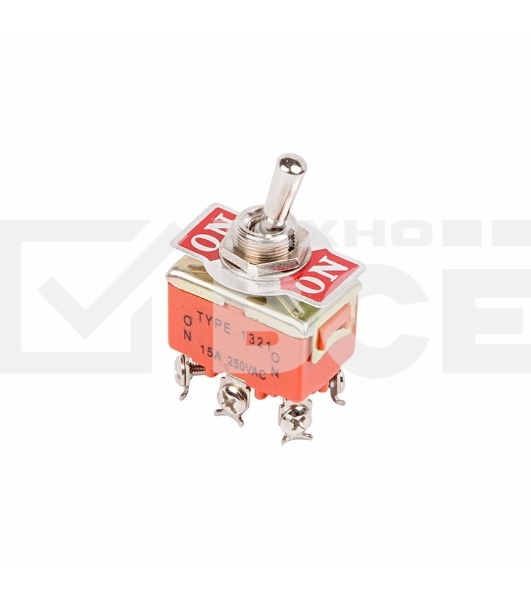 Тумблер Rexant 250V 15А (6c) ON-ON двухполюсный (KN-202) (в упак. 1шт.)