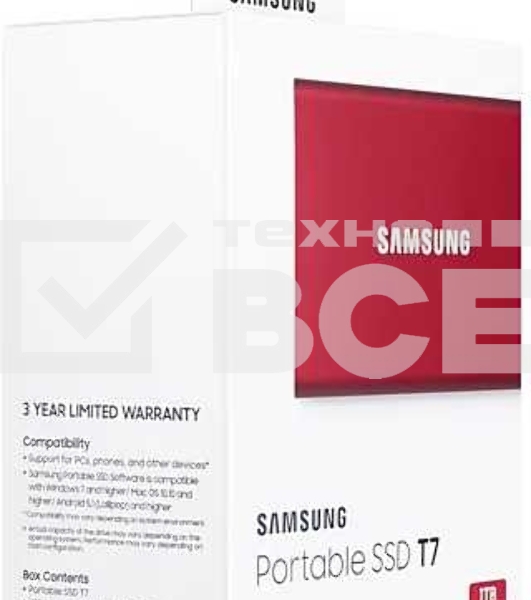 Накопитель SSD Samsung T7 MU-PC1T0R/WW, USB-C, 1Tb, 1.8