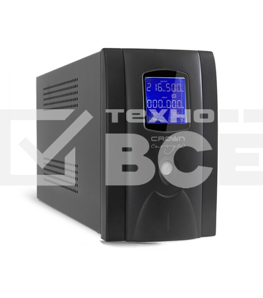 Источник бесперебойного питания CROWN Line Intractive CMU-SP650EURO LCD USB 650VA\390W, корпус металл, 1x12V/7AH, розетки 2*EURO+3*IEC, трансформатор AVR 140-290V, LCD-дисплей, съёмный кабель 1.2 м, порт RJ11/45, порт USB, защита: от перегрузки, от КЗ, от