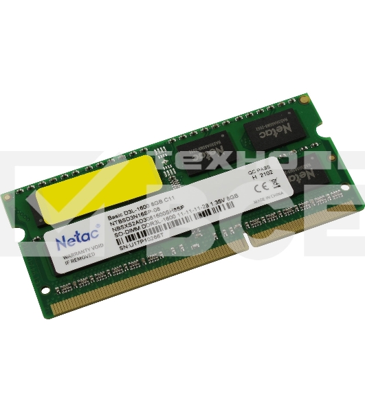 Оперативная память NETAC Basic, DDR3L, 8GB (1x8GB), 1600MHz, CL11, SO-DIMM
