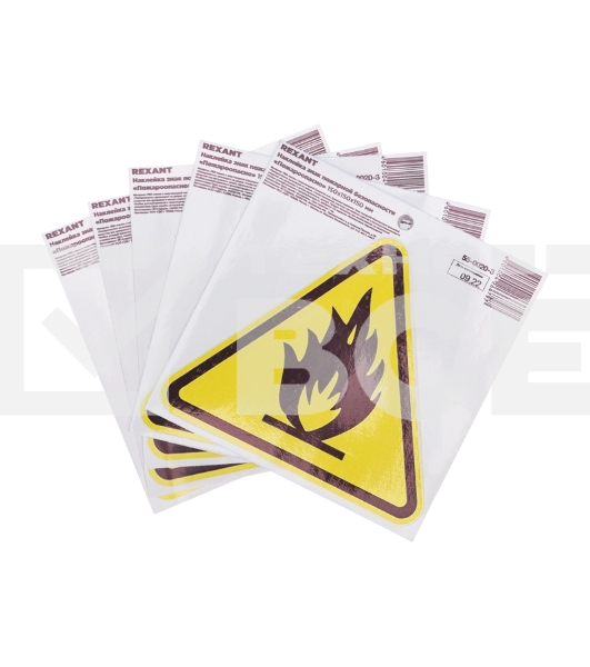 Наклейка знак пожарной безопасности 'Пожароопасно' с хедером; 150х150х150 мм REXANT