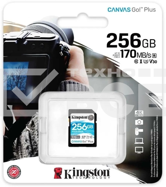 Флеш карта Kingston 256GB SDXC Canvas Go Plus 170R C10 UHS-I U3 V30 EAN: 740617301519