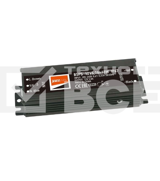 Драйвер BSPS 12В 5.0A=60Вт влагозащ. IP67 JazzWay 3329273A