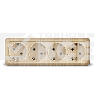 Розетка 4-м ОП Олимп с заземл. сосна UNIVersal 1175