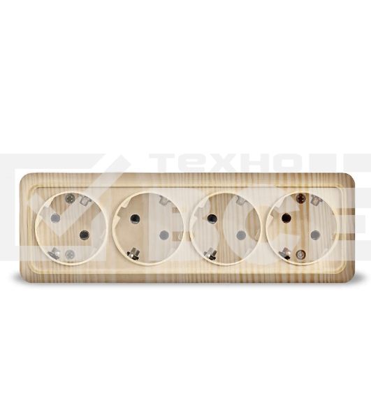 Розетка 4-м ОП Олимп с заземл. сосна UNIVersal 1175