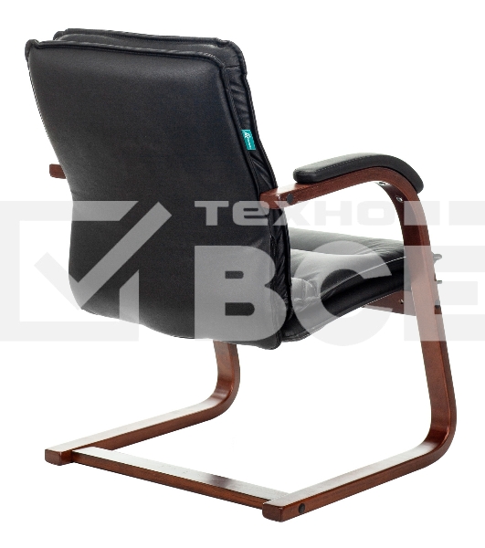 Кресло офисное Бюрократ T-9927WALNUT-AV черный, кожа, полозья дерево