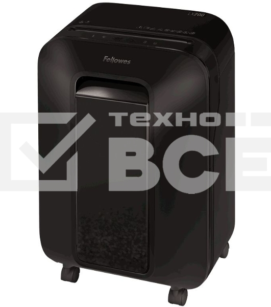 Шредер Fellowes PowerShred LX200 черный (секр.P-4)/перекрестный/12лист./22лтр./скрепки/скобы/пл.карты