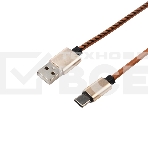 Кабель USB-Type-C/2A/leather/brown/1m/Rexant, фото3