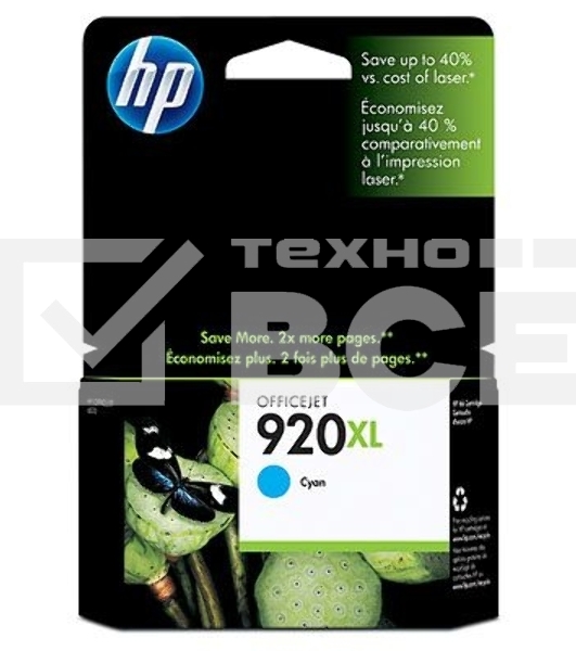 Картридж струйный HP 920XL CD972AE голубой для HP OJ 6000/6500