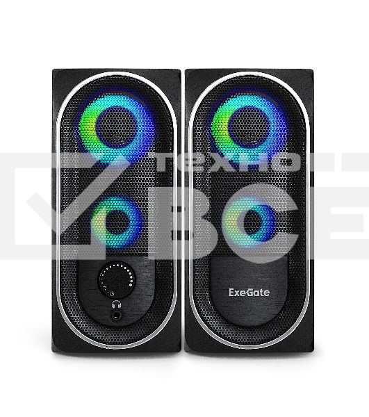 Акустическая система 2.0 ExeGate EX289686RUS Accord 220 (питание USB, 2х3Вт (6Вт RMS), 60-20000Гц, цвет черный, RGB подсветка)
