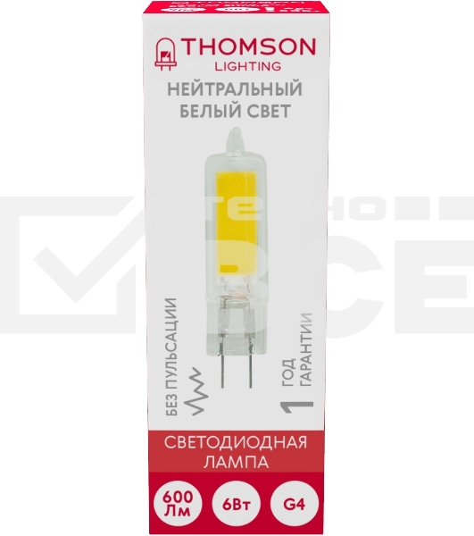 Лампа LED Thomson G4,  капсульная, 6Вт, 4000К, белый нейтральный,  TH-B4202, 1 шт.