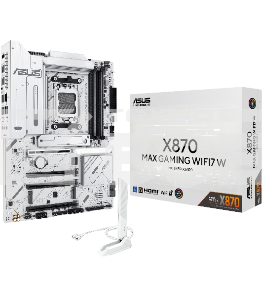 Материнская плата ASUS X870 MAX GAMING WIFI7 W, AM5, AMD X870, 4xDDR5, 4xSATA, 3xM.2, 1xPCIe 5.0 x16, 2xPCIe 4.0 x16, 1xPCIe 3.0 x16, 1xHDMI, 2xUSB Type-C (Display), 1x2.5Gb LAN, Wi-Fi 7, Bluetooth 5.4, 2xUSB-C 40Gbps, 1xUSB-A 10Gbps, 3xUSB-A 5Gbps, 4xUSB