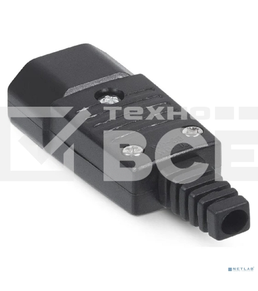 Вилка Cabeus, вилка C14, 10А, для кабеля, : черный