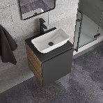 Тумба Bau Dream Blackwood 50 графит, раковина BAU Spectrum mini 47х24 смеситель для раковины высокий Hotel Black, черный, выпуск клик клак, черный, фото3
