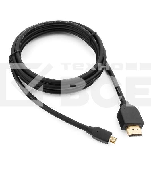 Кабель Cablexpert HDMI-micro HDMI CC-HDMID-6, 19M/19M, v2.0, медь, позол.разъемы, экран, 1.8м, черный, пакет