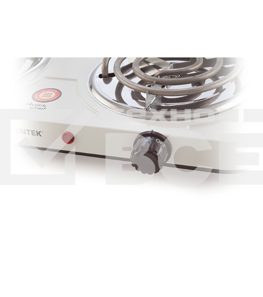 Плита настольная электрическая Centek CT-1509 (белая) 2конфорки ТЭН 140мм, 2000Вт, индикатор работы, усиленный корпус