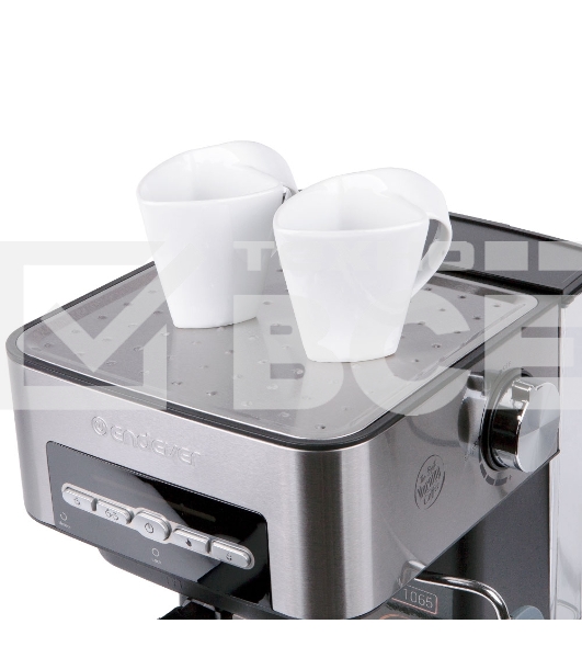 Кофеварка рожковая Endever Costa-1065 серебристый, исп. кофе - молотый, 1.6 л, 1000 Вт, 20 бар.