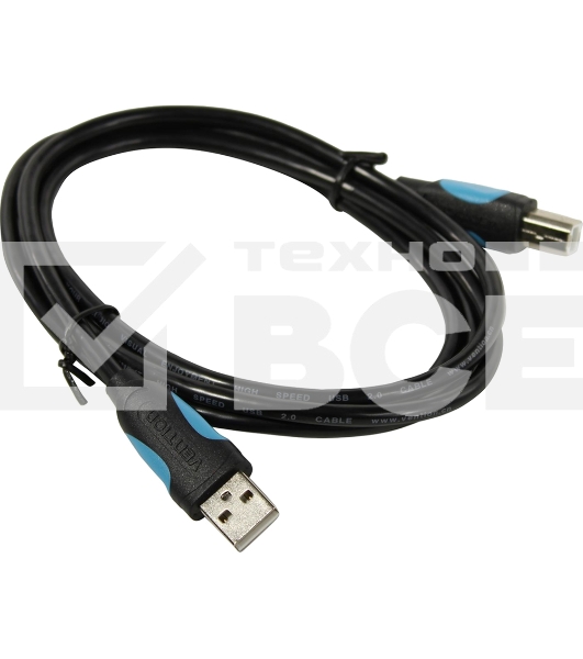 Кабель Vention USB 2.0 AM/BM - 1,5м. Черный VAS-A16-B150