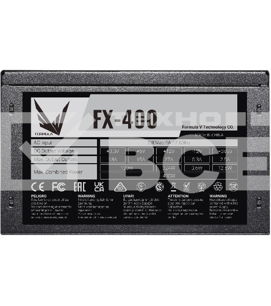 Блок питания Aerocool / Formula ATX 400W FX-400 (24+4+4pin) 120mm fan 3xSATA RTL