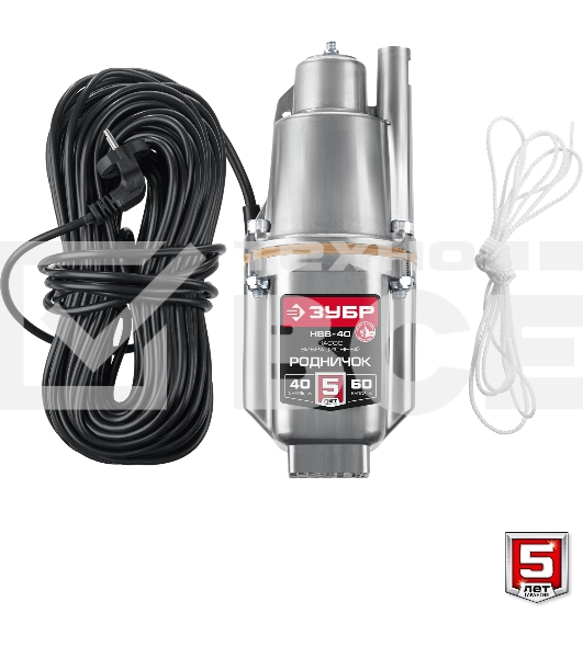 Насос вибрационный Зубр Родничок-В, 40 м провод, с верхним забором воды