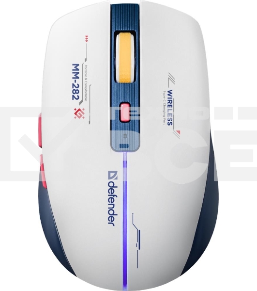Мышь беспроводная Defender Dila MM-282 белый/синий, 1800 dpi, радиоканал, USB, кнопки - 6