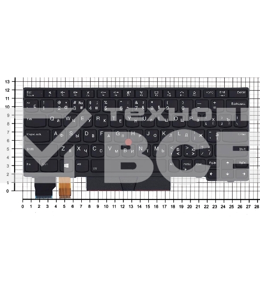 Клавиатура для ноутбука Lenovo ThinkPad X13 Yoga Gen 1 черная с подсветкой