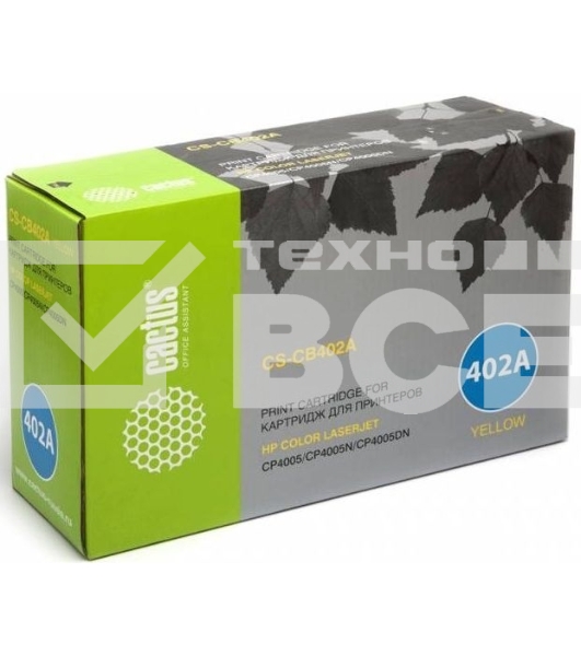 Картридж лазерный Cactus CS-CB402AR желтый (7500 стр.) для HP CLJ CP4005/CP4005DN/CP4005N