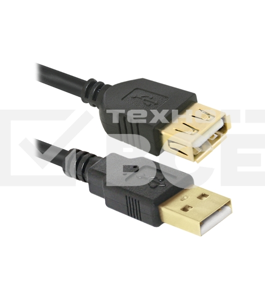 Кабель Defender PRO USB 2.0 кабель удлинительный 1.8м AM/AF , зол.конт, 2фер.фил.