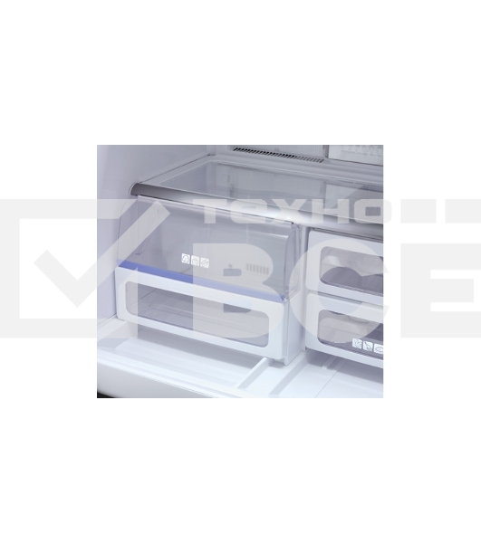 Холодильник Sharp SJ-FS97VBK черное стекло трёхкамерный 393/207 л морозилка снизу