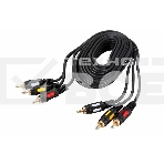 Шнур 3 RCA - 3 RCA, длина 3 метра, черный (GOLD) Rexant, фото2