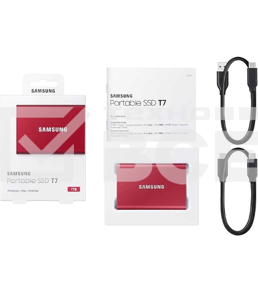 Накопитель SSD Samsung T7 MU-PC1T0R/WW, USB-C, 1Tb, 1.8