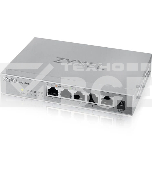 Мультигигабитный коммутатор Zyxel MG-105, 5x1/2,5GE, настольный, бесшумный
