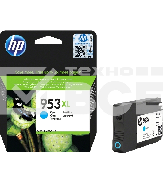 Картридж струйный HP 953XL F6U16AE голубой для HP OJP 8710/8715/8720/8730/8210/8725 (1600стр.)