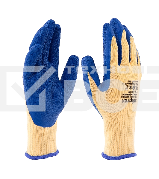 Перчатки трикотажные, полиэфирные, латексное рельефное покрытие, размер 9 Сибртех