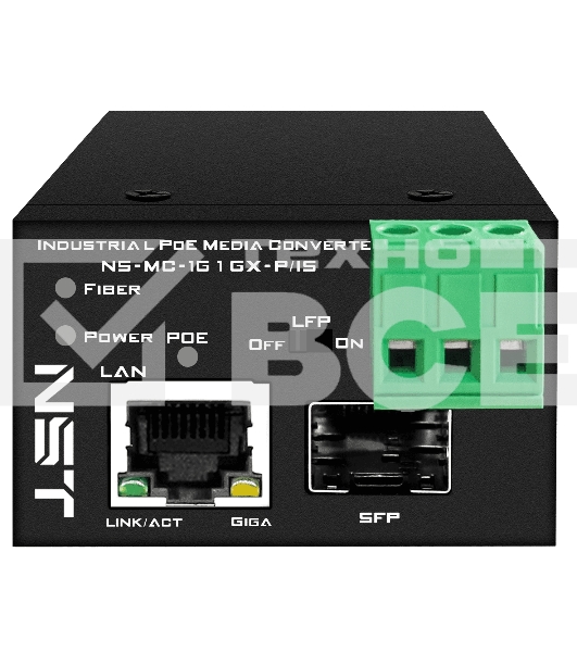 Промышленный компактный Ultra PoE медиаконвертер Gigabit Ethernet, SFP 1000Мбит/c, RJ45 10/100/1000Мбит/c, поддержка LFP. Порт PoE: до 90W (IEEE 802.3af/at/bt). Автоматическое определение PoE устройств. Суммарная мощность PoE - до 90W; Встроенная грозозащита 6kV. Питание: 1 x вход DC37-57V(93W), БП в комплект НЕ входит. Монтаж на DIN-рейку (крепление в комплекте); Размеры (ШхВхГ): 36х44х45мм. Вес: 0,15кг. Рабочая температура: -40…+80°С.