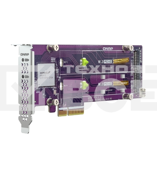 Плата расширения QNAP QM2-2P-344A 2 x M.2 22110 or 2280 PCIe (Gen3 x4) NVMe SSD slots, Low-profile flat and Full-height brackets included.