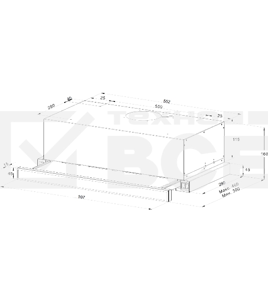 Вытяжка встраиваемая Monsher Laura 60 Blanc белый, 60 см, 550 куб. м/ч, 47 дБ