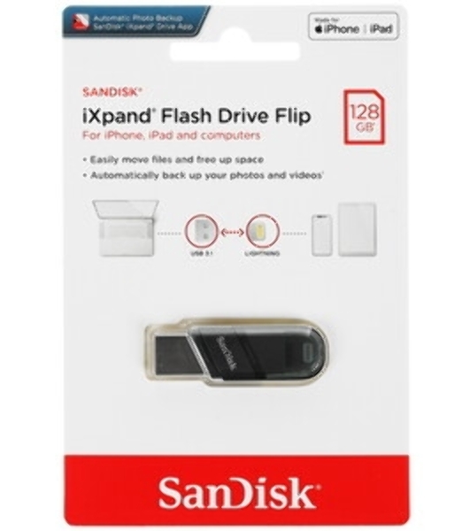 Флешка USB Sandisk IX90N iXpand Flip (SDIX90N-064G-GN6NN), 64Gb, USB 3.1/Lightning, R/W 150/70, зеленый/серебристый