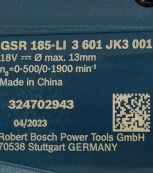 Дрель-шуруповерт Bosch GSR 185-LI, 18 В, 2 Ач, 50 Нм, бесщеточный