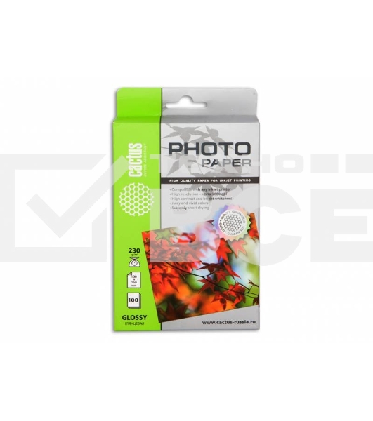 Фотобумага Cactus CS-GA6230100 A6/230г/м2/100л. глянцевая для струйной печати
