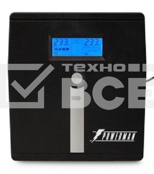 Источник бесперебойного питания PowerMan Smart Sine 1000 black (Pure Sine Wave/LCD Display/USB/Software/RJ11/45)
