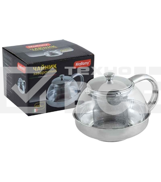 Чайник заварочный Mallony Menta-600 корпус/фильтр из нерж стали, 600 мл