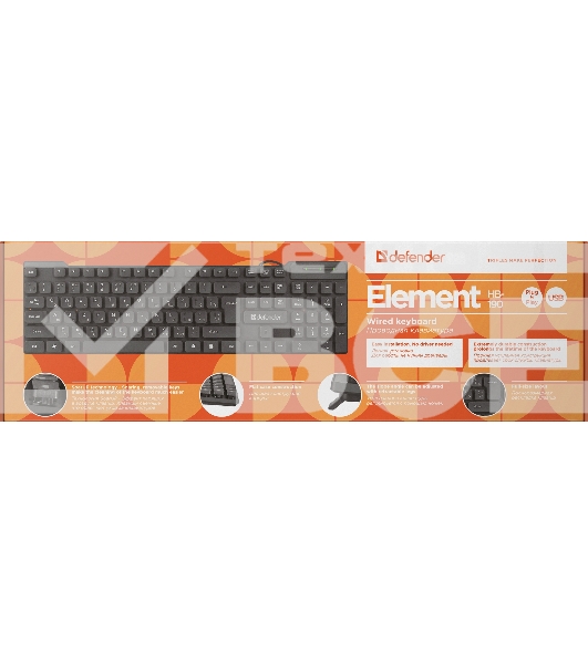 Клавиатура Defender Element HB-190 проводная, USB, черный