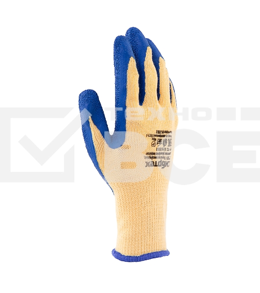 Перчатки трикотажные, полиэфирные, латексное рельефное покрытие, размер 9 Сибртех