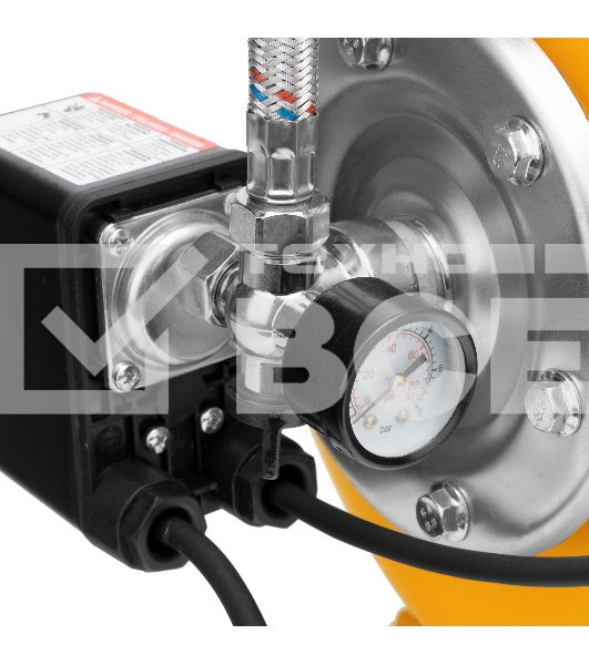 Насосная станция PSL1100X, 1100 Вт, 3600 л/ч, ресивер 50 л, подъем 45 м, нержавейка  Denzel